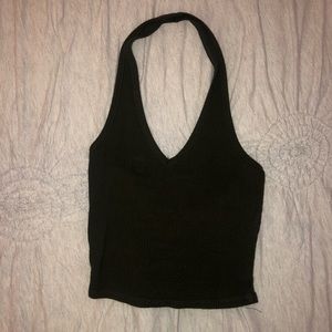 Olive Green Halter Crop Top